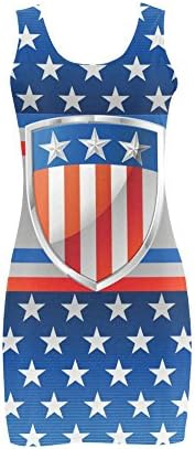 Women's Vintage Distressed American Flag stars Stripes Polyester Casual Vest Dress