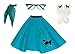 Hip Hop 50's Shop 1950s Adult 4 Piece Poodle Skirt Costume Outfit for Women with Accessories (glasses, socks, scarf) (XLarge/XXLarge, Teal)