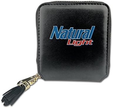 Natural Light Logo Leather Wallet Card Holder Zip Purse Multi-card Position With Coin Pocket Purse Square Wallet
