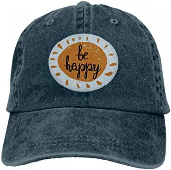 zexuandiy Unisex Baseball Cap Trucker Hat Adult Cowboy Hat Hip Hop Snapback Lettering Message be Happy Orange Sun brushpen Quote Cards be