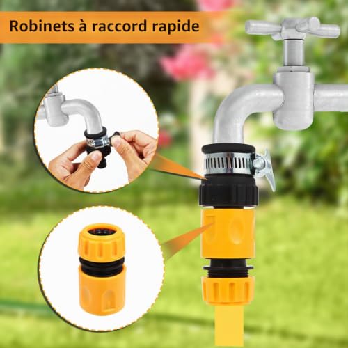 Quick Connector Hose 19 mm Hose Connector 16 Pieces | Garden Hose Fittings Parts and Fittings 1/2 in 3/4 in Watering Hose Nozzle for Garden Watering Car Wash