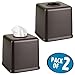 mDesign Plastic Square Facial Tissue Box Cover Holder for Bathroom Vanity Countertops, Bedroom Dressers, Night Stands, Desks and Tables - 2 Pack - Bronze