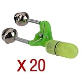 20PCS Sea Night Fishing Rod Tip LED Light Clip Rod Twin Bells Ring Bite Lure Indicator Alarm