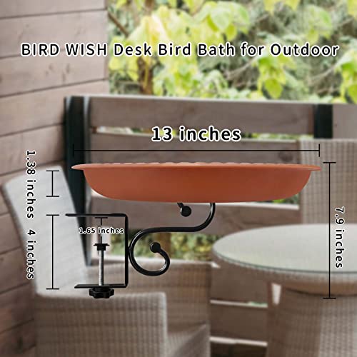 BIRD WISH Deck Mounted Bird Bath, Adjustable Lightweight Weather