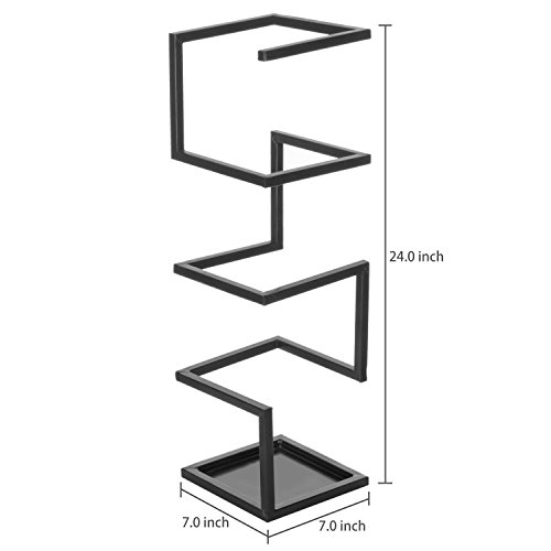 MyGift Geometric Design Metal Umbrella Holder Stand, Black