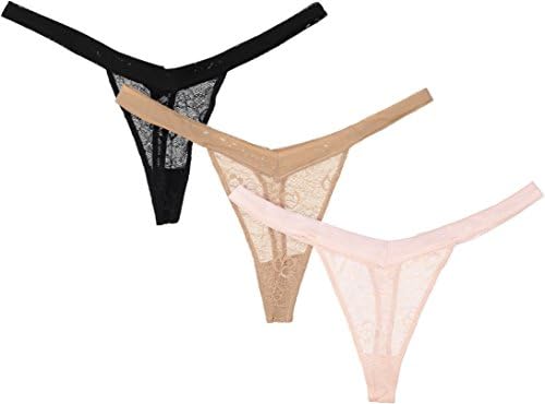 Extreme Look Women's Sexy Intimate Lace Thong Panty, Set Of 3