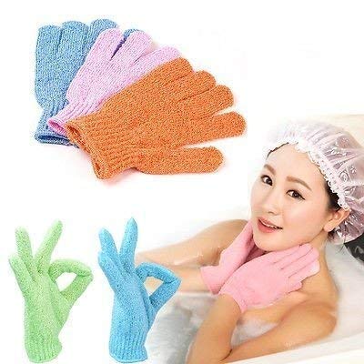 WHOLE MART Bath Body Scrubber Glove Assorted Exfoliating Shower Bath Glove Scrubber Shower Dead Skin Cell Remover Body Spa Massage Sponge Gloves Unisex -1 Pair