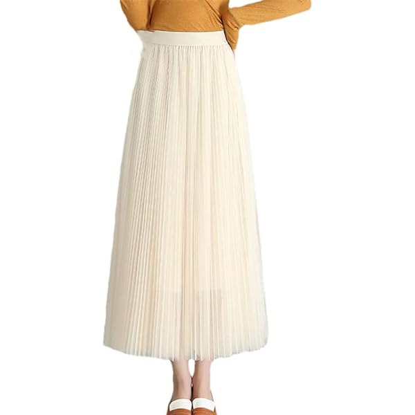 Amazon.com: Women's Mid-Length A-Line Mesh Skirt Casual Elastic