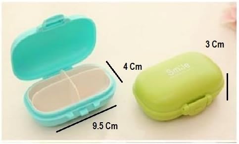 Tim Hawk Portable 4-Slot Cute Smile Pill Box Storage Medicine Pill Box, Organizer, Colours May Vary 1 Pc