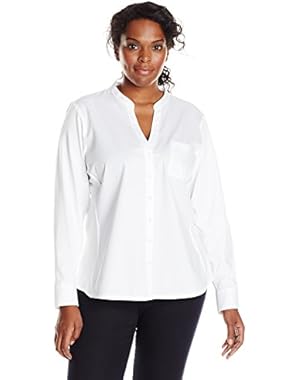 Women's Plus-Size Non-Iron Knit Combo Shirt