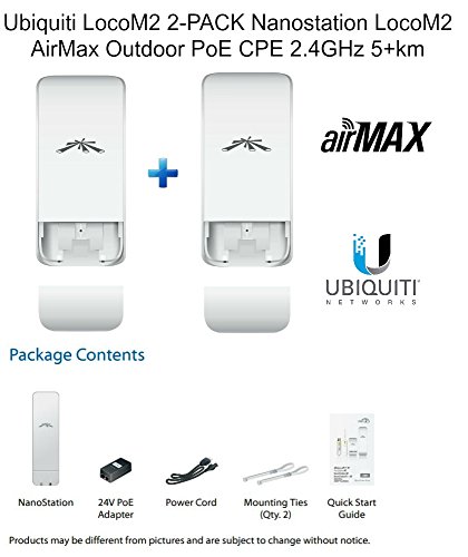 Ubiquiti LocoM2 2-PACK Nanostation LocoM2 AirMax Outdoor PoE CPE 2.4GHz 5+km