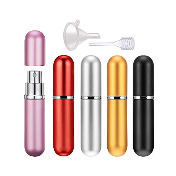 Perfume-Atomiser-Bottles-Scoolr-5-Pieces-Perfume-Atomisers-Refillable-Perfume-Atomizer-Mini-Perfume-Bottles-Travel-Fragrance-Empty-Spray-Bottle-with-Funnel-Pipette-Pink-Flannelette-Bag-6ml Perfume Atomiser Bottles, Scoolr 5 Pieces Perfume Atomisers Refillable Perfume Atomizer Mini Perfume Bottles Travel…