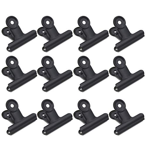 12 Pack Bulldog Binder Clips 2 Inch Large Black Metal Bulldog Paper Clips Hinge File Paper Clips Clamps for Photos,Picture, Maps, Art Crafts, Home Office Supplies - Thumbnail 5