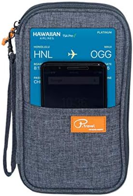 iParn Travel Passport Holder Wallet Case for Credit Debit Card Ticket Coins Money Cash Currency Boarding Pass Pen – Grey