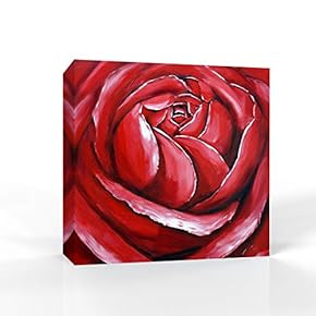 Canvas Wall Art Elegant Red Flowers Pictures Home Wall Decorations for Bedroom Living Room Paintings Canvas Prints Framed - 12x12 inches