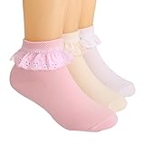 LOSORN ZPY Toddler Baby Girls Lace Socks Pack of 3 Cotton Bobby Socks