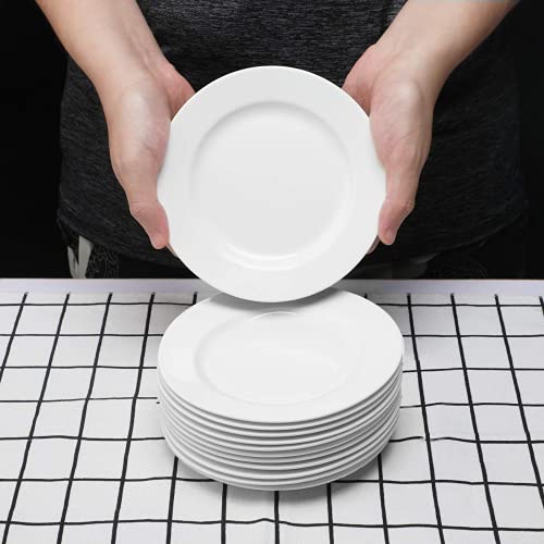 amhomel 12-Piece Porcelain Dessert Plates, Small White Plates for