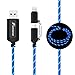 [Apple MFi Certified] Foxnovo Led iPhone Charger Cable, 2-in-1 Led Lightning Cable with 360° Flowing Light for iPhone 12/11 /11 Pro/XS/XR/X/8/8 Plus/7/7 Plus/6/6 Plus/5s/Android (Blue),3.3 ft