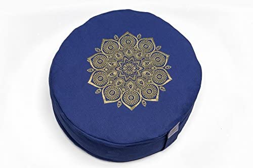 Om Vita 100% Zafu Meditación ecológica con diseño de mandala y funda lavable