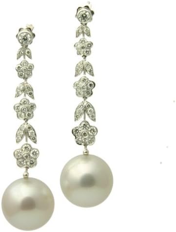 Molly Diamond 18K South Sea Cultured Pearl Earrings - White