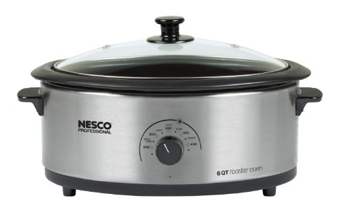 Click Here to See More Images Nesco 4816-25-30PR Professional 6-Quart Stainless Steel Roaster Oven with Glass Cover, Non-Stick Cookwell