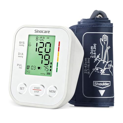 Sinocare Digital Arm Blood Pressure Monitor with Large Screen, White