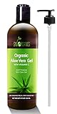 Organic Aloe Vera Gel by Sky Organics 8oz, All Natural Ultra Hydrating Skin Cooling Aloe Gel, Non-Sticky Relief of Sunburns, Razor Burns, Bug Bites- Hair Conditioner & Gel- Cold Pressed, Made in USA
