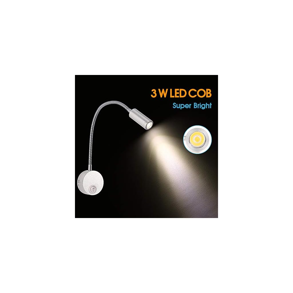 DC 12V Reading Light with USB Port, RV Interior Lights, Gooseneck LED