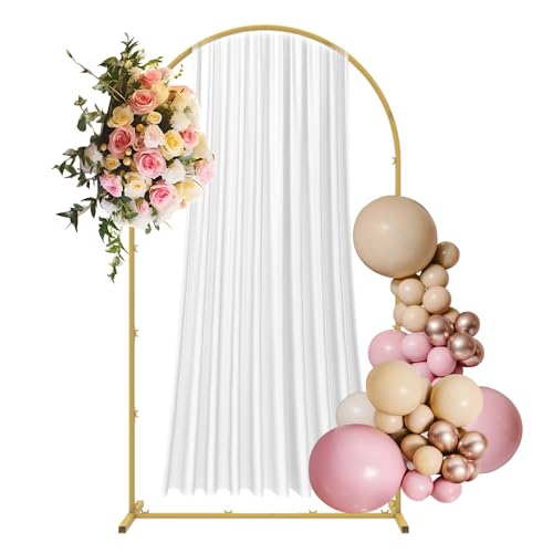 Photo 1 of Metal Wedding Arch Backdrop Stand, 6.8 FT Balloon Arched Frame Stand With Base, Wedding Arches For Ceremony, Arches For Backdrop,Wedding Arch For Birthday Party Celebration For Indoor And Outdoor,Gold