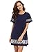 Floerns Women's Embroidered Short Sleeve Casual Shirt Swing Dress Navy S