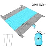 EKKONG Sandfree Outdoor Beach Blanket – Oversized 9′ x 10′ Compact Super Light Beach Mat, Soft and Quick Drying Nylon, Perfect for Travel, Festivals, Hiking & Camping – with Corner Pockets