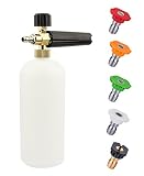 Obecome Adjustable Pressure Washer Jet Wash 1/4 Quick Release Snow Foam Lance, 5 Pressure Washer Nozzles for Cleaning