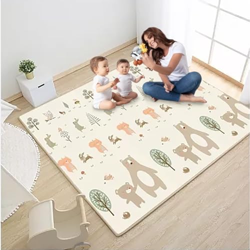 Tapete Infantil Emborrachado Térmico Antiderrapante Dobrável Atividades Dupla Face 6mm 1,80x1,50m
