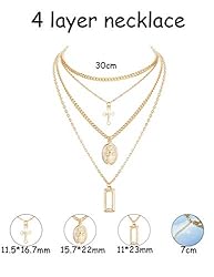 ORAZIO 2PCS Layered Necklace for Women Girl Cross