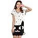 Icibgoods Womens Summer Cartoon Moon with Cat Print Dress Black