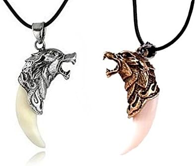 PlanetZia Wolf Head with Tooth Viking 18 inch Necklace TVT-WTN