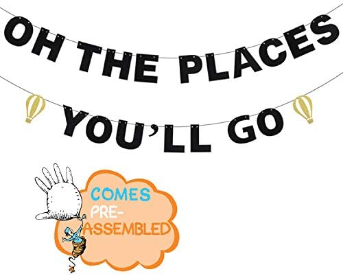 Oh The Places You Ll Go Birthday Banner Congrats Grad 2020 Graduation Party Kids School Days Bon Voyage Hot Air Balloon Hanging Garland Decor Baby Shower Party Decoration Amazon Sg Office Products
