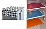 Yellow Weaves Combo Of Fridge Top Cover & '12X17' Inches (Pack Of 6) Fridge Mats Or Drawer Mats (Multi)