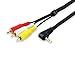 HTTX 3.5mm Male Audio Stereo Jack to 3 RCA Female AV Camcorder Adapter Connector Extension Cable 90 Degree Angled 4 Pole 5-Feet
