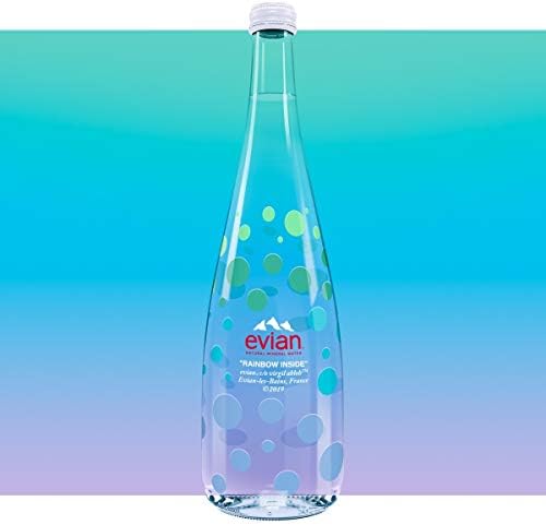 Evian c/o Virgil Abloh"Rainbow Inside" 750ml Water Glass Bottle Limited Edition from Evian-les-Bains France 2019