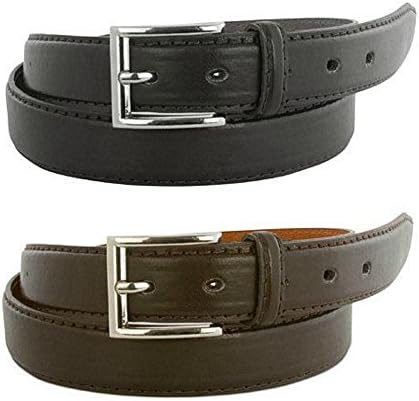 2-Pack Mens Black and Brown Leather Belts