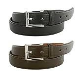 Barbados Leather Mens Black and Brown Leather Belts (2 Pack)