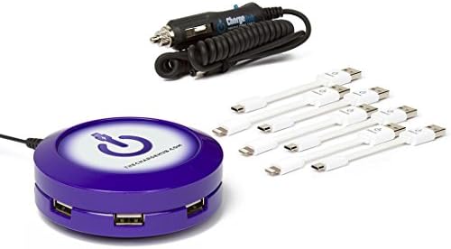 ChargeHub X7 Super Value Pack - 7-Port USB SuperCharger 2.4A Per Port/44W - SmartSpeed Technology for iPhone 7/6s/Plus, iPad Pro, Galaxy S8/S7, Google Pixel, LG, Nexus, HTC and More - Round (Purple)