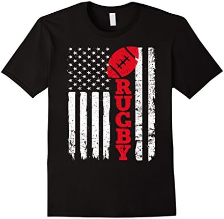 Mens Rugby Shirt: USA American Flag Sport Team Fan T-Shirt Medium Black