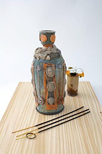 Incense Burner With Skulls #03, Earthy Raku Copper Incense Bottle, No Mess Ceramic Incense Bottles, Pottery Incense Burner, Incense Holder