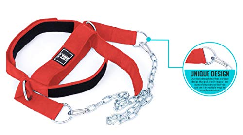 RIMSports Head Harness Neck Support Best Neck Exerciser for Lifting - Ideal Neck Strap for Men & Women - Premium Neck Curl Harness & Head Harness Neck for Weightlifting (Red) - Thumbnail 5
