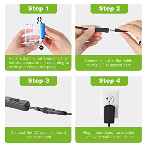Lenink 1 to 3 AC Power Supply Adapter Kit with On/Off Switch for AA