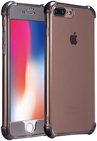 iPhone 8 Plus Case iPhone 7 Plus Cover, Super Thin PC+TPU Bumper Case With Front Cover and Back Cover, Upgraded Shock Absorption TPU Bumper Cushion Design 360° Protection (Black-iPhone 8 Plus/7 Plus)