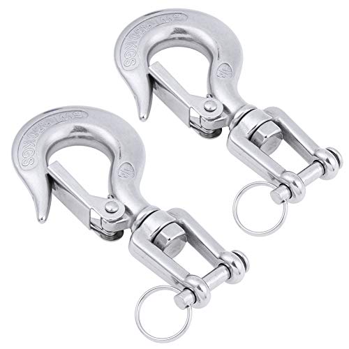 AOWISH 2-Pack 304 Stainless Steel Clevis Slip Hook with Safety Latch 1/4'' American Type Jaw & Eye Swivel Lifting Hoisting Chain Hooks for Rigging Accessory (SWL 350 KGS) - Thumbnail 3