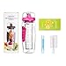 OMORC 32 OZ Sport Fruit Infuser Water Bottle, Flip Top Lid & Dual Anti-slip Grips, BPA Free Infuser Water Bottle, Free Recipes and A Cleaning Brush Gifts, Ideal for Your Office and Home(Bright Pink)